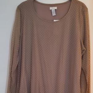 Chicos Flocked Dot top NWT Sz 2